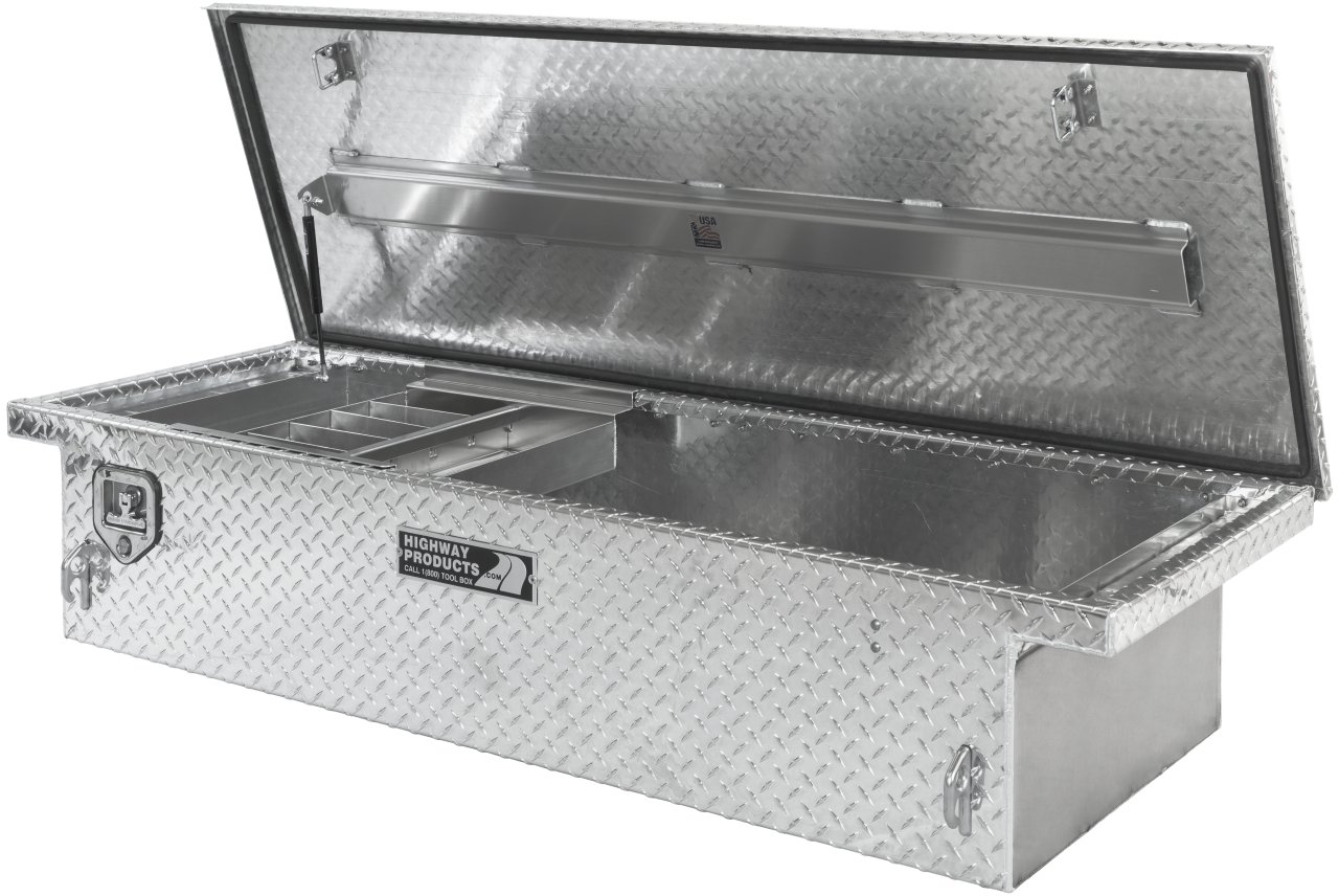 70 X 13.5 X 20 LOW PROFILE TOOL BOX WITH DIAMOND PLATE BASE, DIAMOND PLATE LID