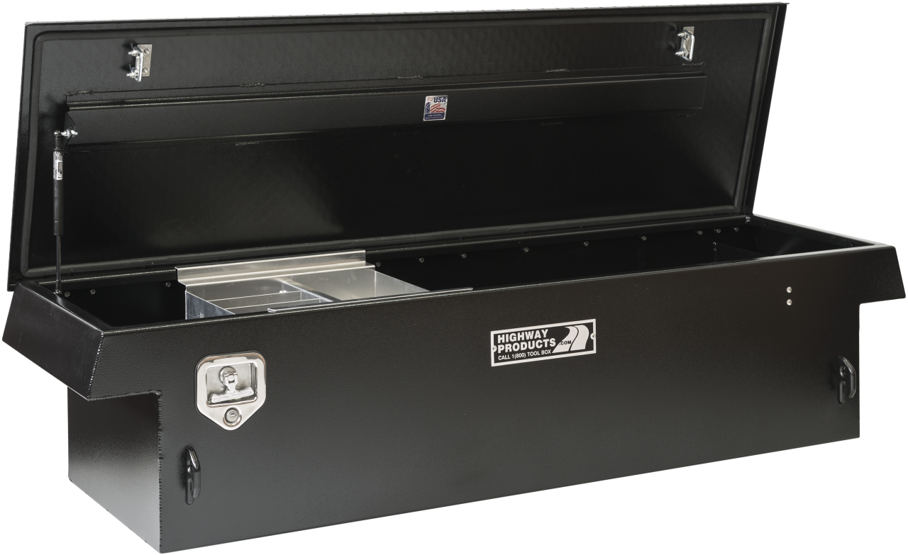 70 X 16 X 27 SINGLE LID TOOL BOX WITH SMOOTH BLACK BASE, BLACK DIAMOND PLATE LID