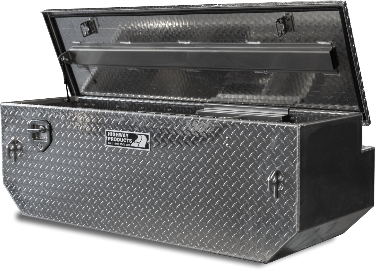 60 X 19.5 X 21 5TH WHEEL TOOL BOX WITH DIAMOND PLATE LID, DIAMOND PLATE BASE