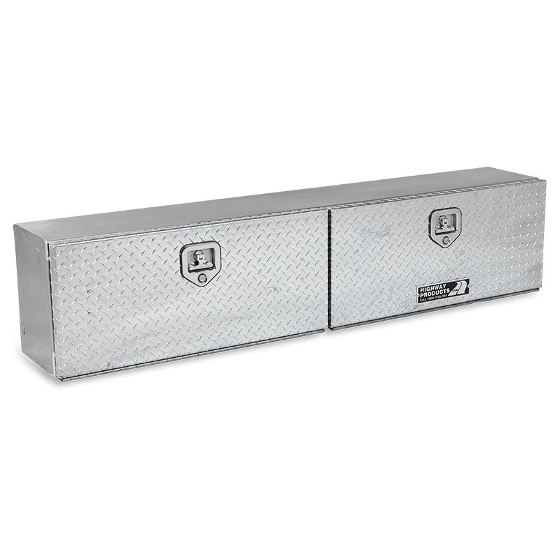 96 X 16 X 13 HIGH SIDE TOOL BOX WITH DIAMOND PLATE DOOR, SMOOTH ALUMINUM BASE — primary image