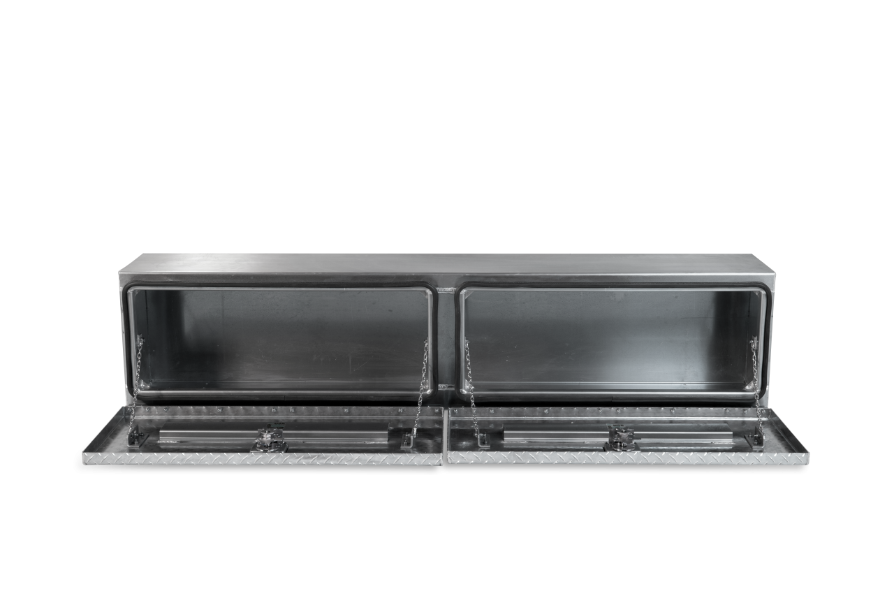 96 X 16 X 13 HIGH SIDE TOOL BOX WITH DIAMOND PLATE DOOR, SMOOTH ALUMINUM BASE