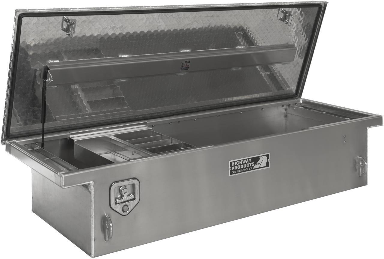 70 X 13.5 X 20 LOW PROFILE TOOL BOX WITH SMOOTH ALUMINUM BASE, DIAMOND PLATE LID