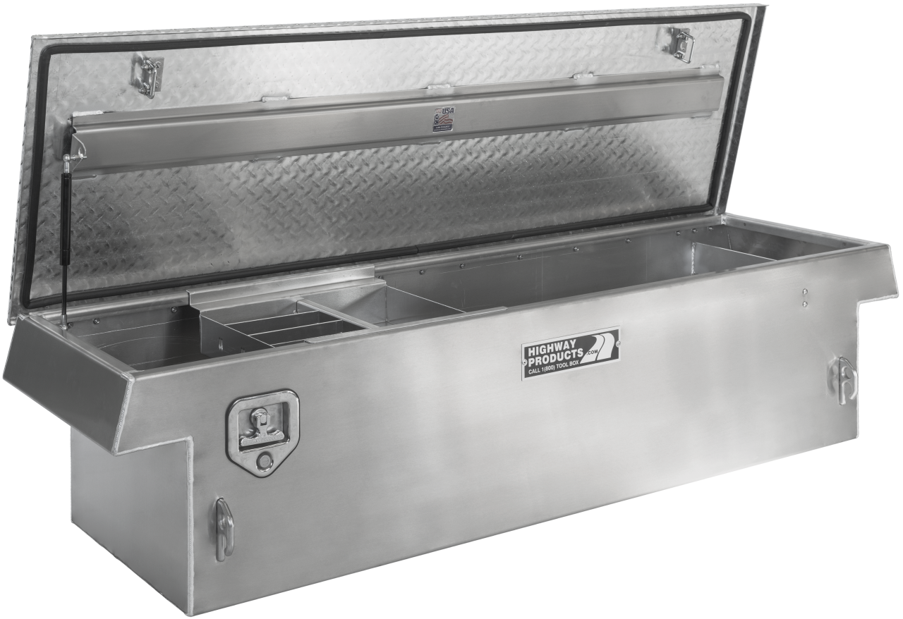70 X 16 X 27 SINGLE LID TOOL BOX WITH SMOOTH ALUMINUM BASE, DIAMOND PLATE LID