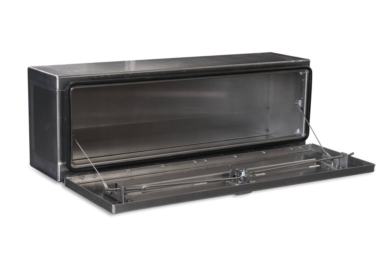 48 X 16 X 13 HIGH SIDE TOOL BOX WITH SMOOTH ALUMINUM DOOR, SMOOTH ALUMINUM BASE
