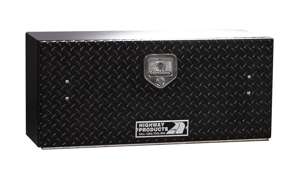 48 X 16 X 13 HIGH SIDE TOOL BOX WITH BLACK DIAMOND PLATE DOOR, SMOOTH BLACK BASE — primary image
