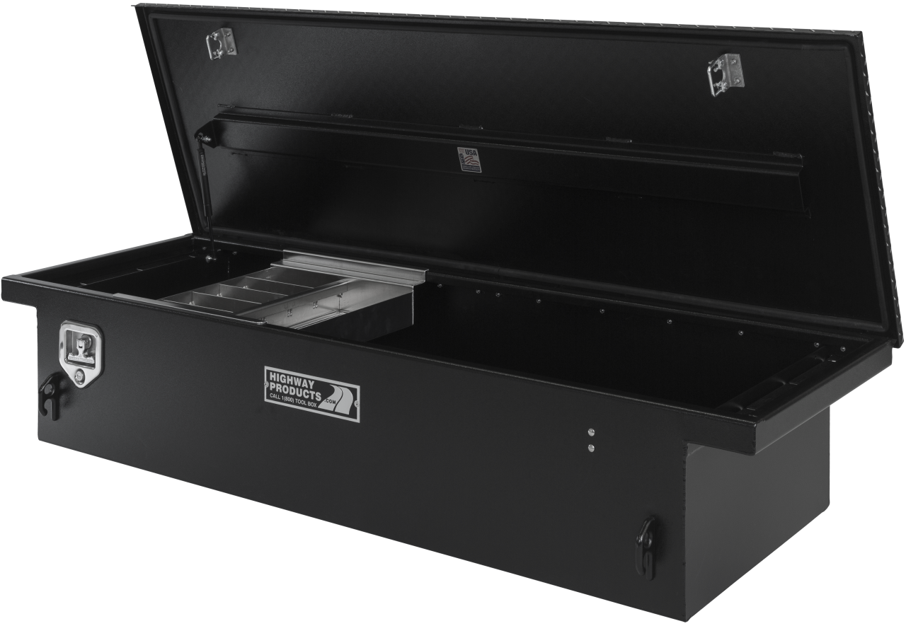 70 X 13.5 X 23 LOW PROFILE TOOL BOX WITH SMOOTH BLACK BASE, LEOPARD LID