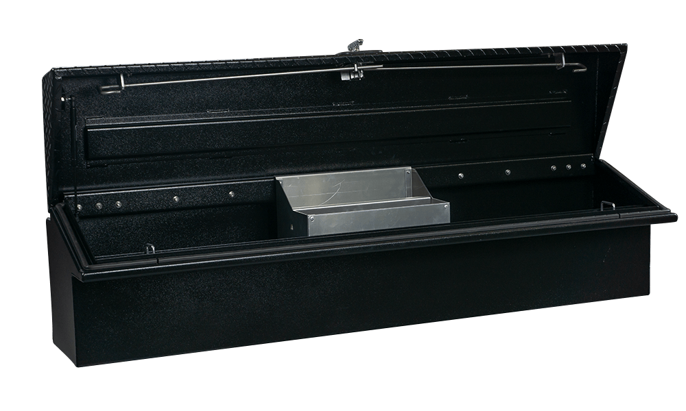48 X 16 X 16 LOW SIDE TOOL BOX WITH SMOOTH BLACK BASE, LEOPARD LID