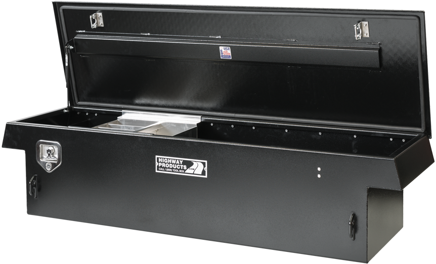 70 X 16 X 20 SINGLE LID TOOL BOX WITH SMOOTH BLACK BASE, BLACK DIAMOND PLATE LID — primary image