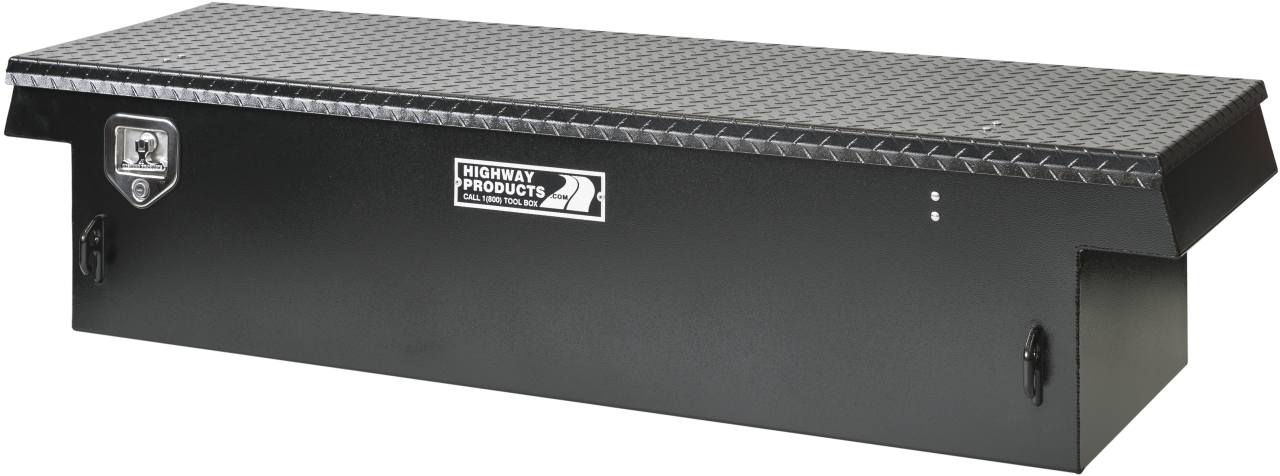 70 X 16 X 20 SINGLE LID TOOL BOX WITH SMOOTH BLACK BASE, BLACK DIAMOND PLATE LID