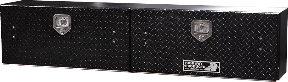 65 X 16 X 13 HIGH SIDE TOOL BOX WITH BLACK DIAMOND PLATE DOOR, SMOOTH BLACK BASE