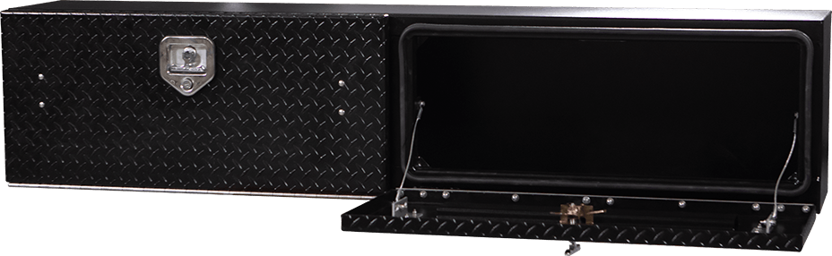 65 X 16 X 13 HIGH SIDE TOOL BOX WITH BLACK DIAMOND PLATE DOOR, SMOOTH BLACK BASE