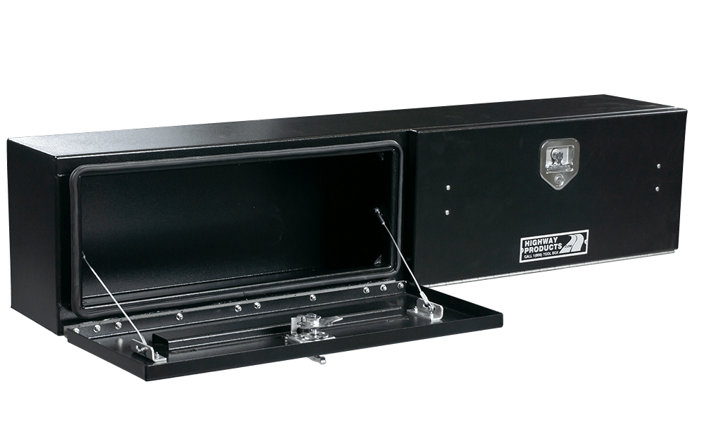 96 X 16 X 13 HIGH SIDE TOOL BOX WITH SMOOTH BLACK DOOR, SMOOTH BLACK BASE — primary image
