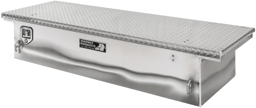 70 X 13.5 X 23 LOW PROFILE TOOL BOX W/ POLISHED ALUMINUM BASE, DIAMOND PLATE LID — primary image