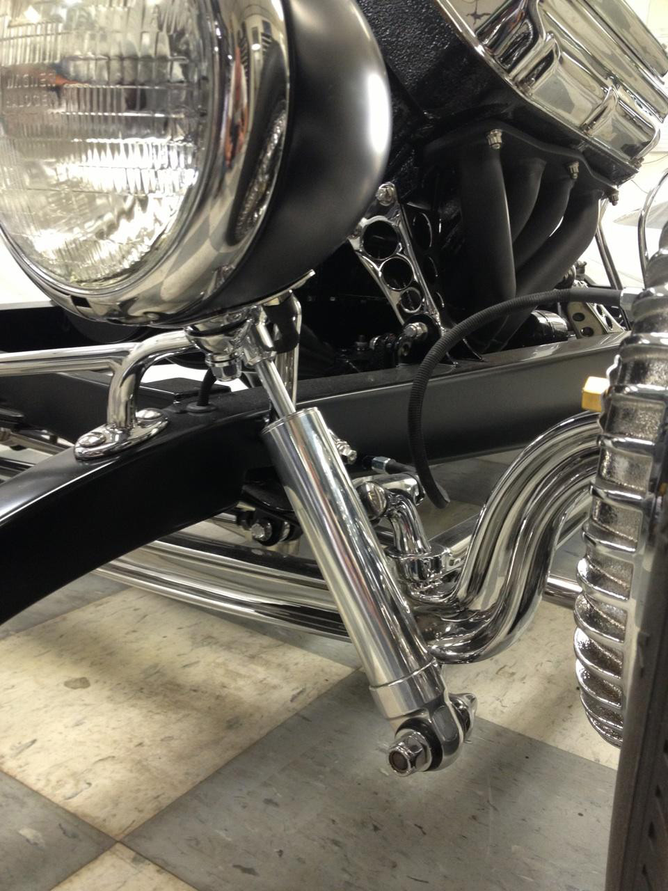Polished Hot Rod Shock, 3.3" stroke with exposed shaft, universal.