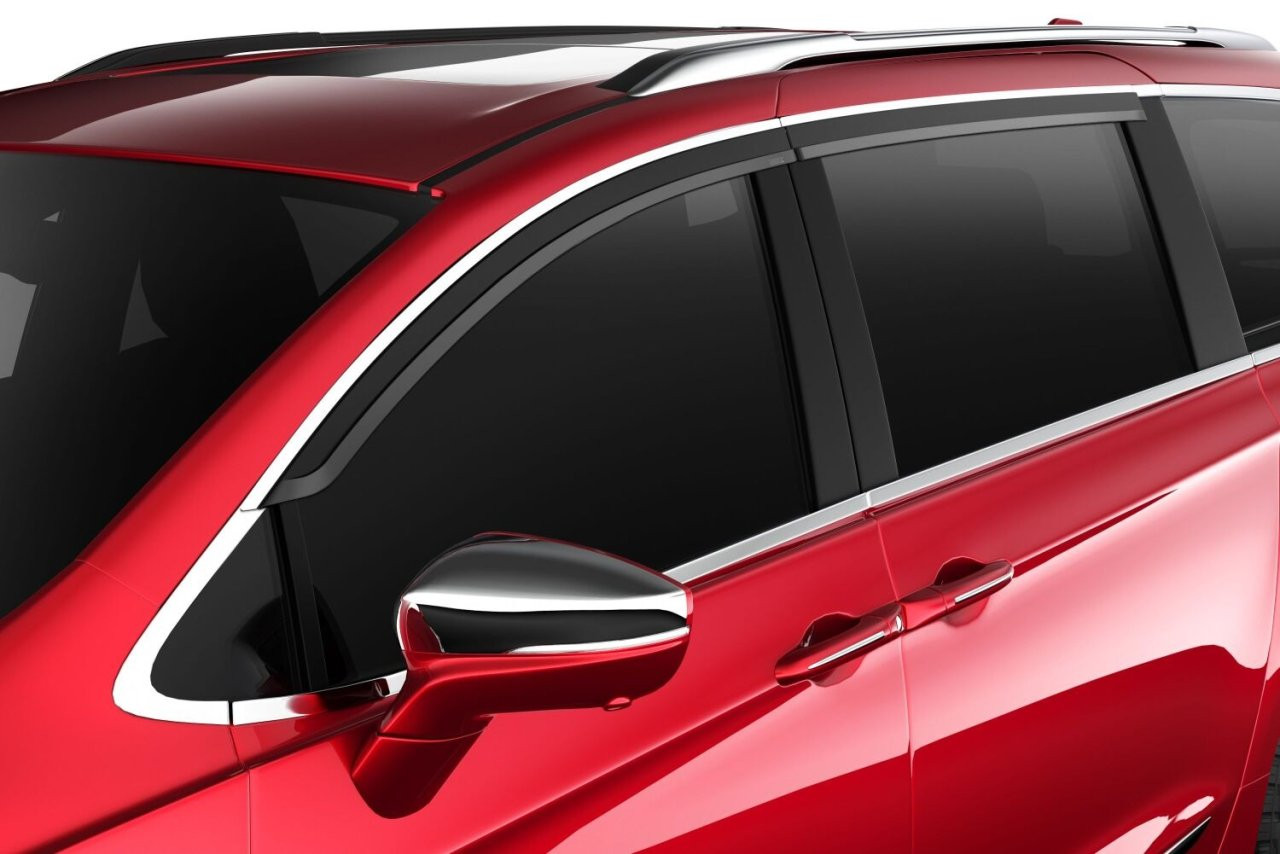 Low Profile Ventvisor Deflector; Smoke with Chrome Trim; Outside Mount; 4 pc. (2884062) — primary image