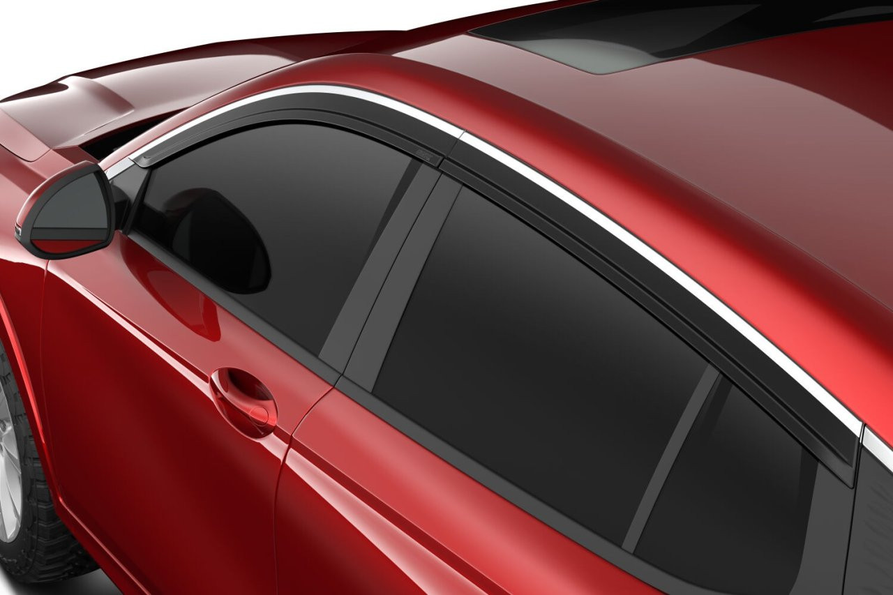 Low Profile Ventvisor Deflector; Smoke with Chrome Trim; Outside Mount; 4 pc. (2884064) — installed view