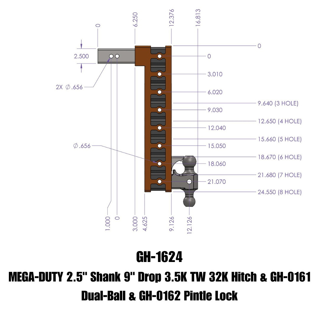 MEGA-DUTY Drop Hitch (GH-1624)