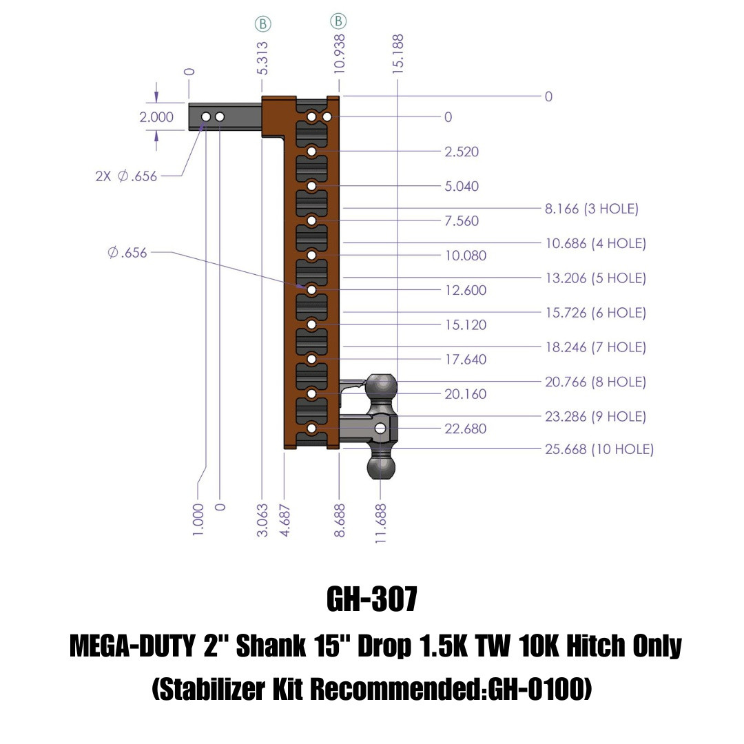 MEGA-DUTY Drop Hitch (GH-307)