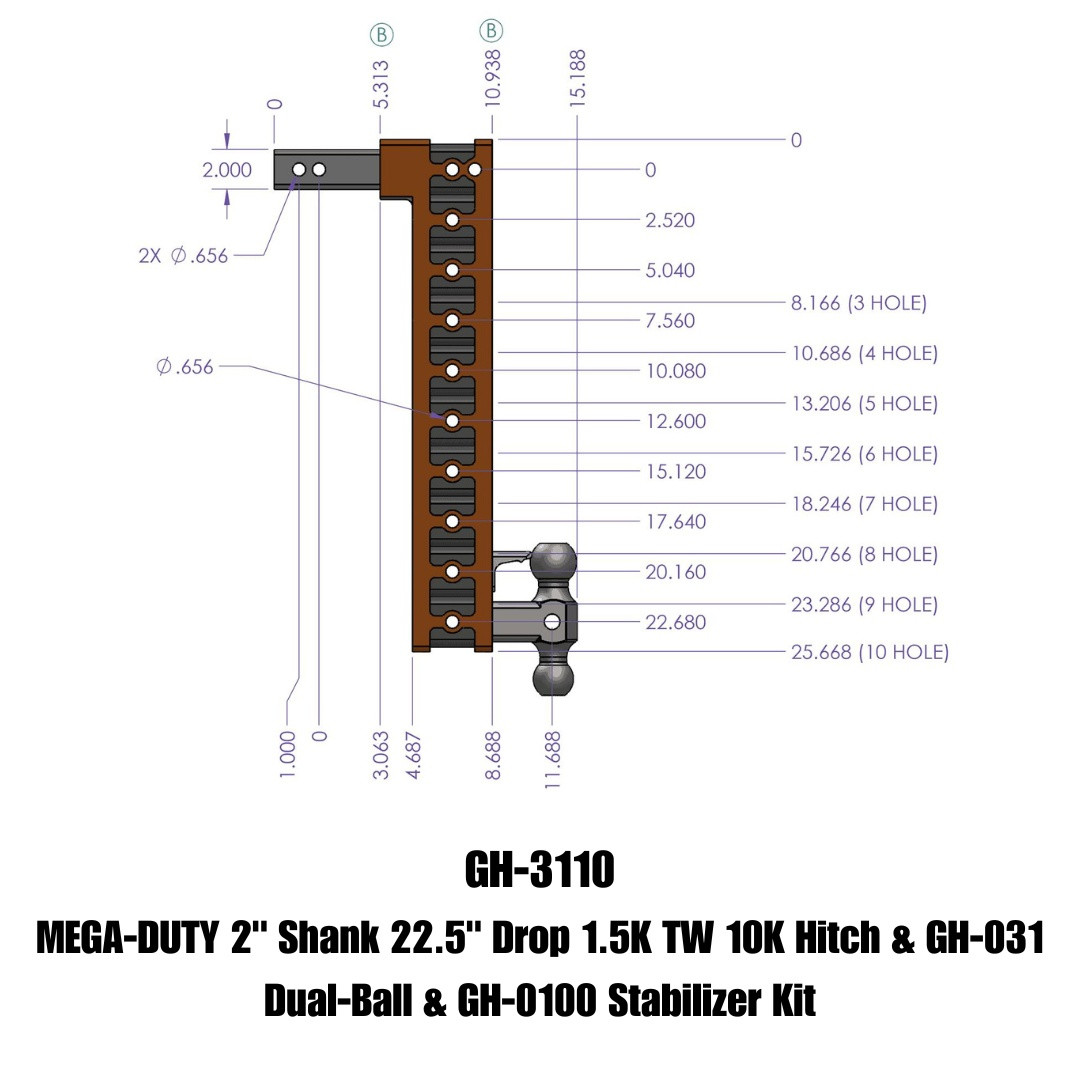 MEGA-DUTY Drop Hitch (GH-3110)