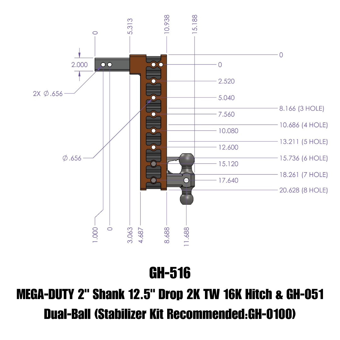 MEGA-DUTY Drop Hitch (GH-516)