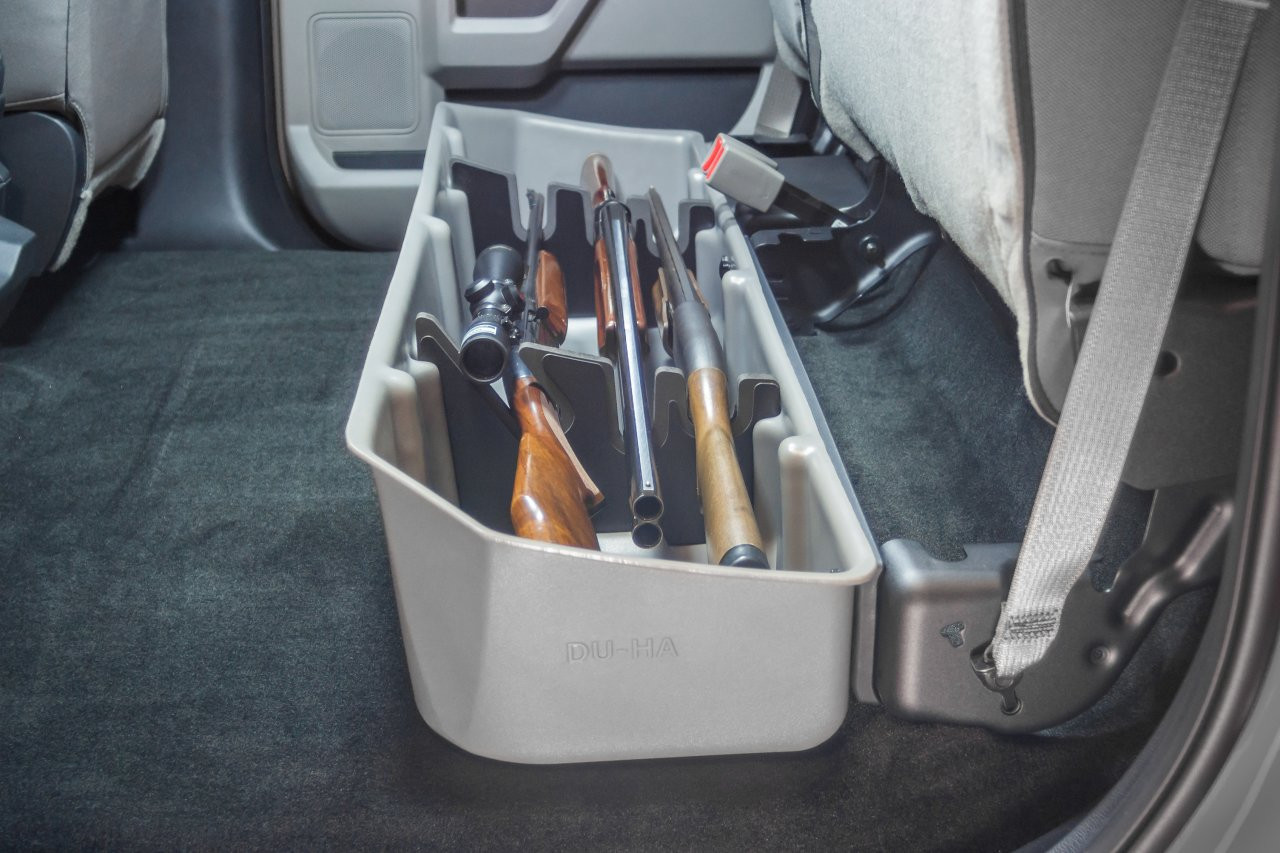 DÜHA 20113 Underseat Storage / Gun Case - Java / Brown — installed view