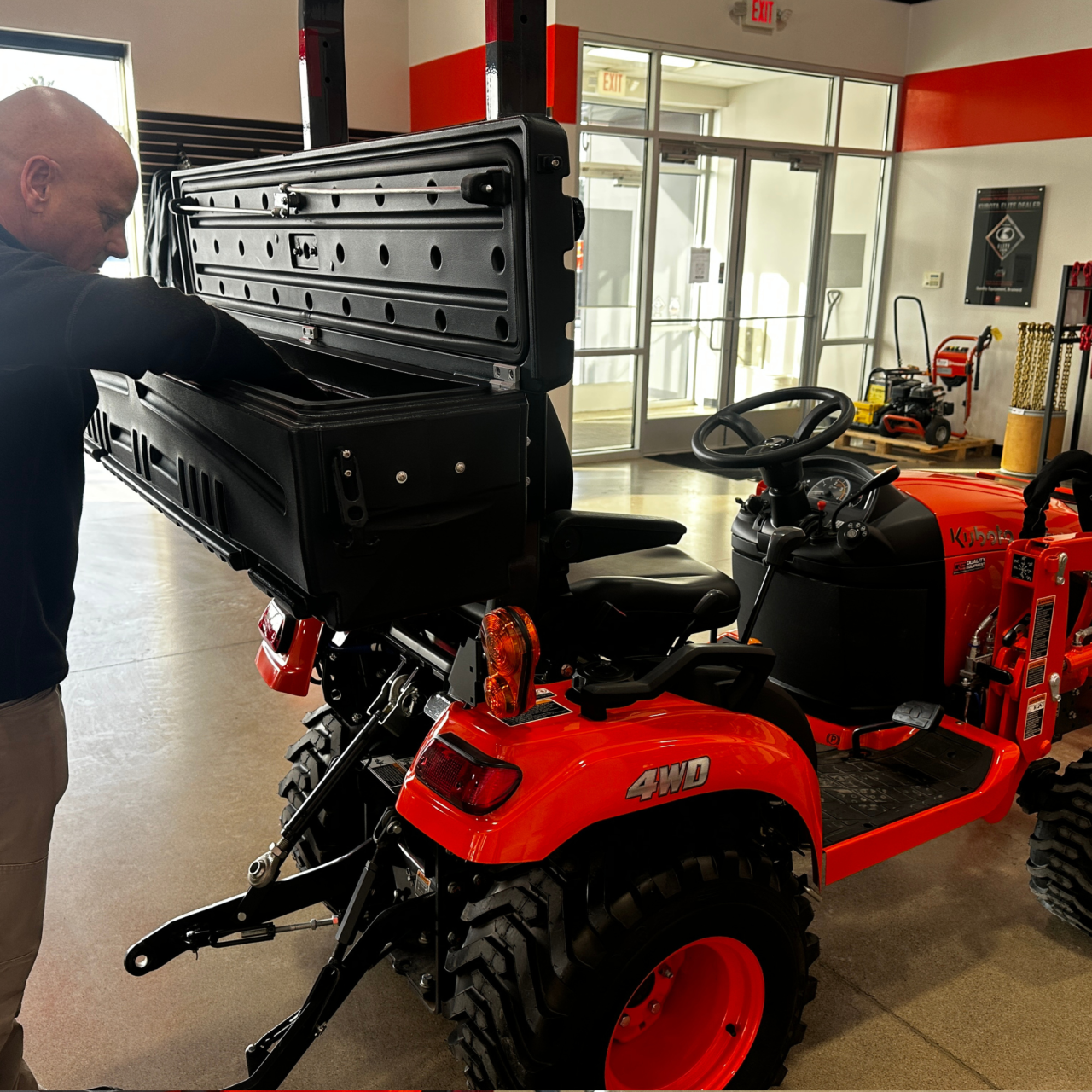 DÜHA Tractor Mounting Toolbox for Kubota - 70840 — side view