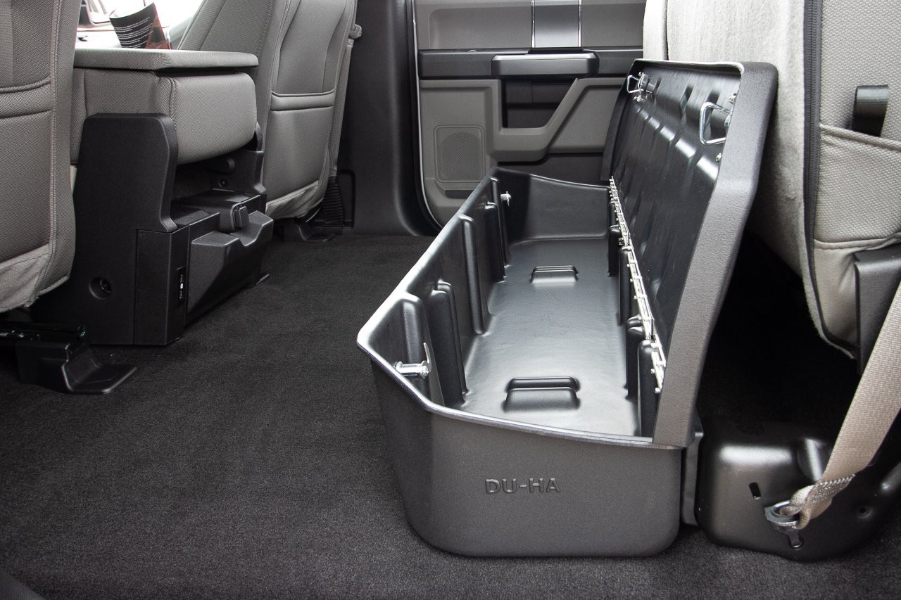DÜHA 20116 Lockbox Underseat Storage / Gun Case - Black — installed view