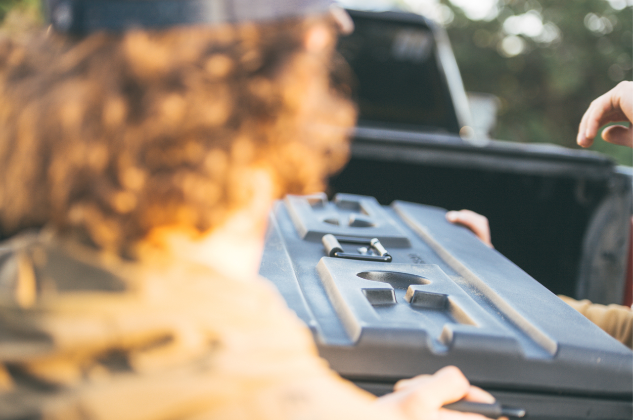 DÜHA Squad Box - Interior/Exterior Portable Storage - Internal Latch — side view