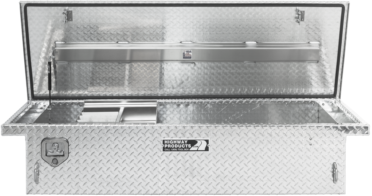70 X 13.5 X 20 LOW PROFILE TOOL BOX WITH DIAMOND PLATE BASE, DIAMOND PLATE LID