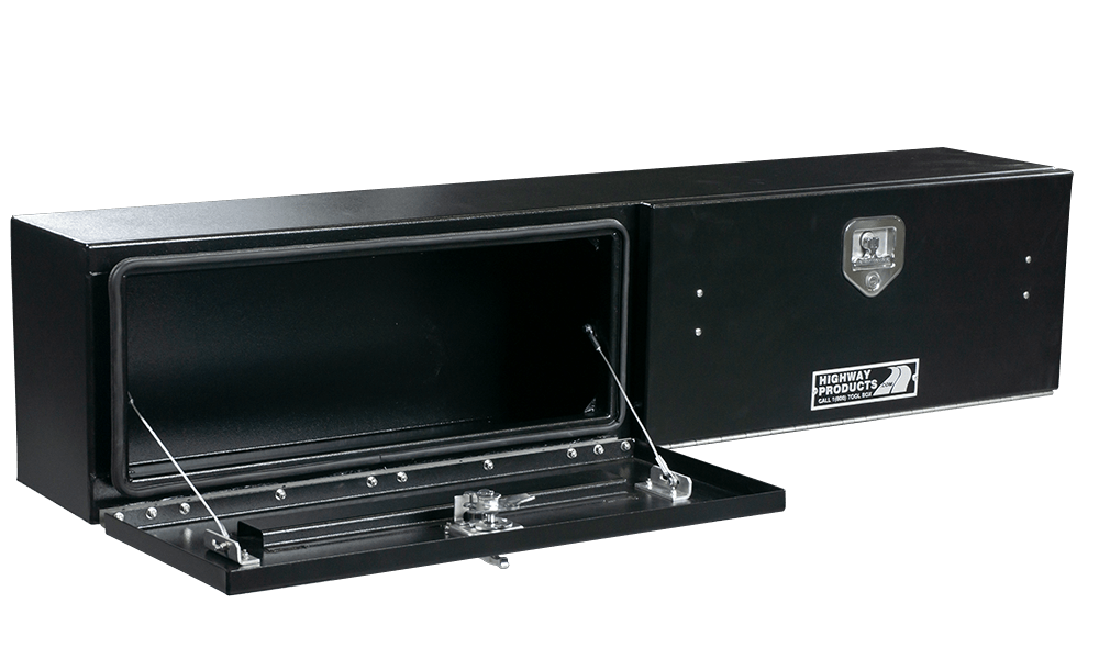96 X 16 X 13 HIGH SIDE TOOL BOX WITH SMOOTH BLACK DOOR, SMOOTH BLACK BASE — primary image
