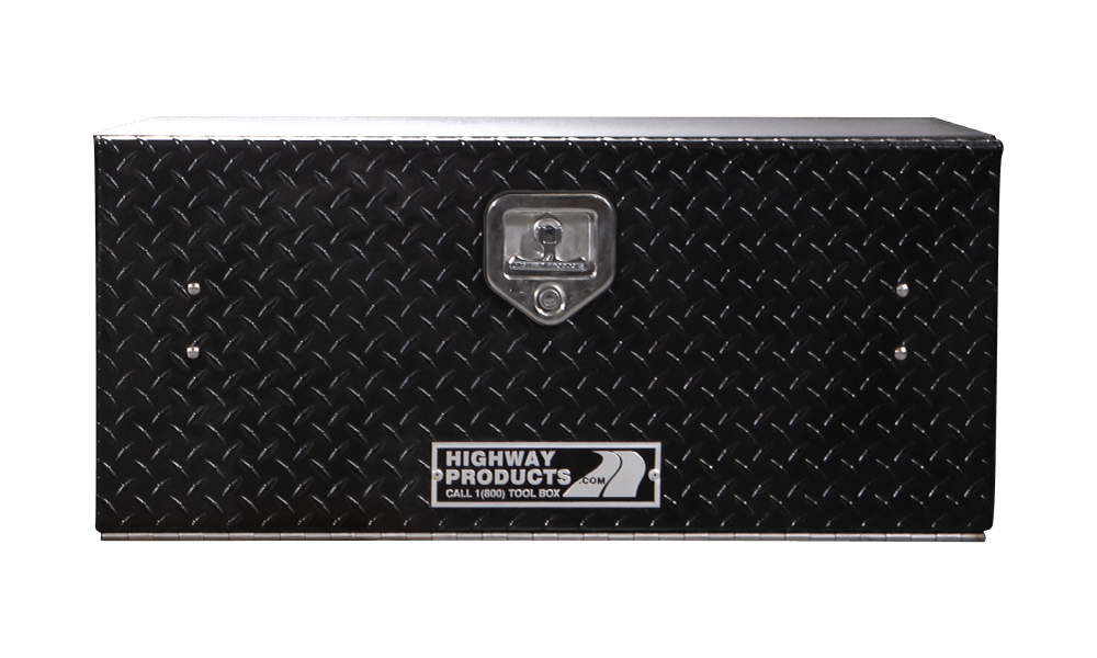48 X 16 X 13 HIGH SIDE TOOL BOX WITH BLACK DIAMOND PLATE DOOR, SMOOTH BLACK BASE