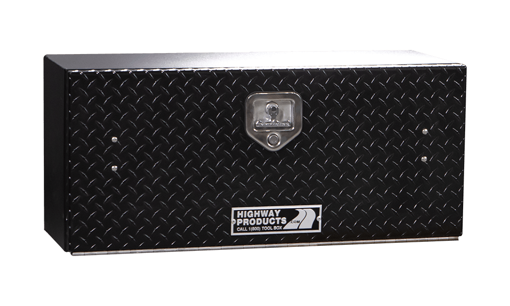 48 X 16 X 13 HIGH SIDE TOOL BOX WITH BLACK DIAMOND PLATE DOOR, SMOOTH BLACK BASE