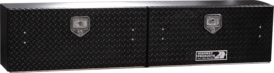 96 X 16 X 13 HIGH SIDE TOOL BOX WITH BLACK DIAMOND PLATE DOOR, SMOOTH BLACK BASE