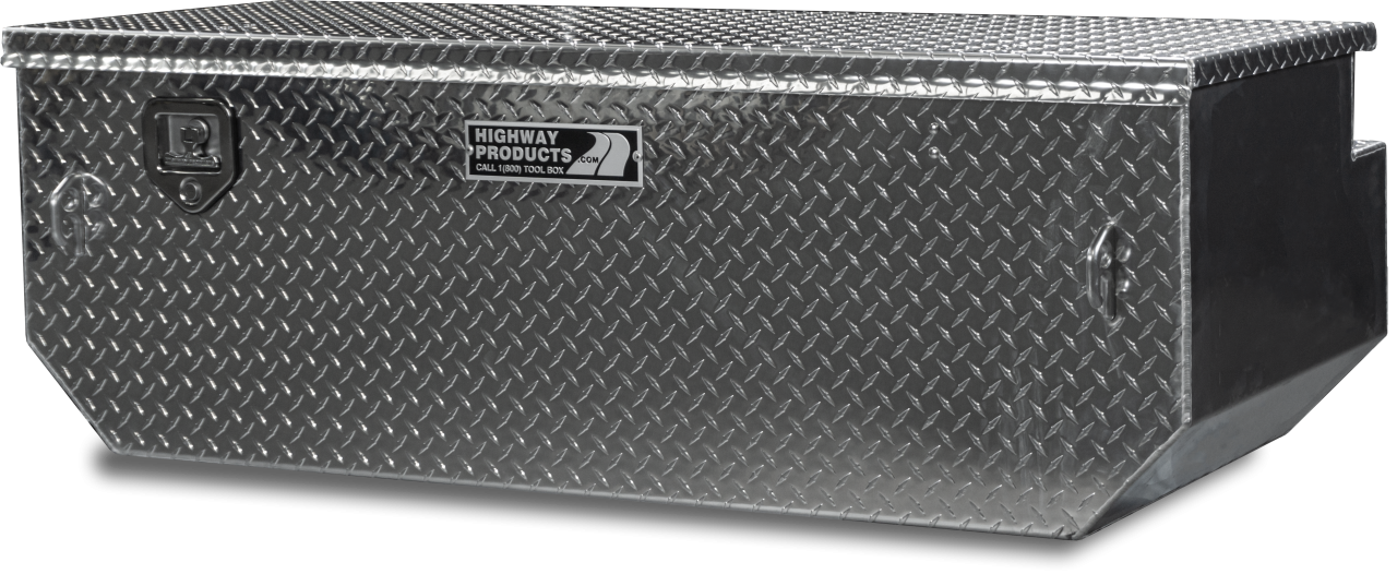60 X 19.5 X 21 5TH WHEEL TOOL BOX WITH DIAMOND PLATE LID, DIAMOND PLATE BASE