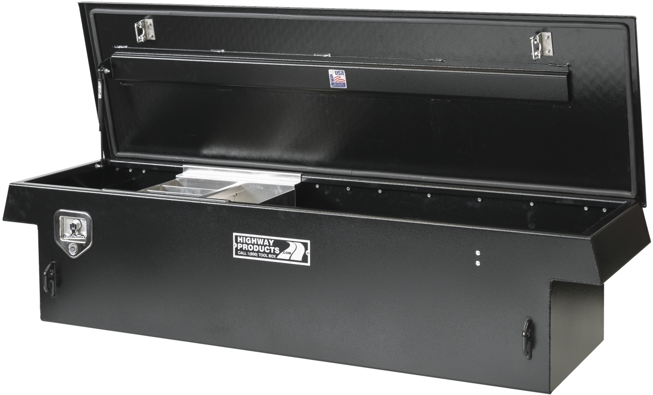 70 X 16 X 20 SINGLE LID TOOL BOX WITH SMOOTH BLACK BASE, BLACK DIAMOND PLATE LID