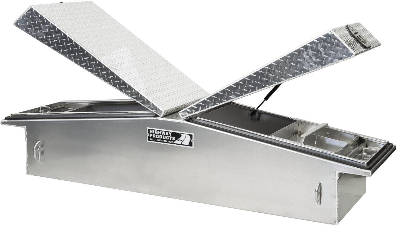 71 X 16 X 23 GULL WING TOOL BOX WITH SMOOTH ALUMINUM BASE, DIAMOND PLATE LID (3412-015)