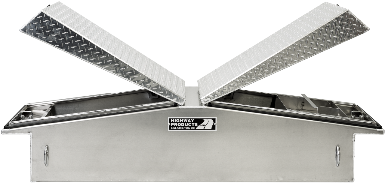 71 X 16 X 23 GULL WING TOOL BOX WITH SMOOTH ALUMINUM BASE, DIAMOND PLATE LID (3412-015)
