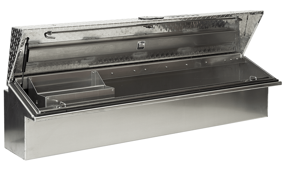 90 X 16 X 16 DRIVER SIDE LOW SIDE TOOL BOX WITH SMOOTH ALUMINUM BASE, PLATE LID