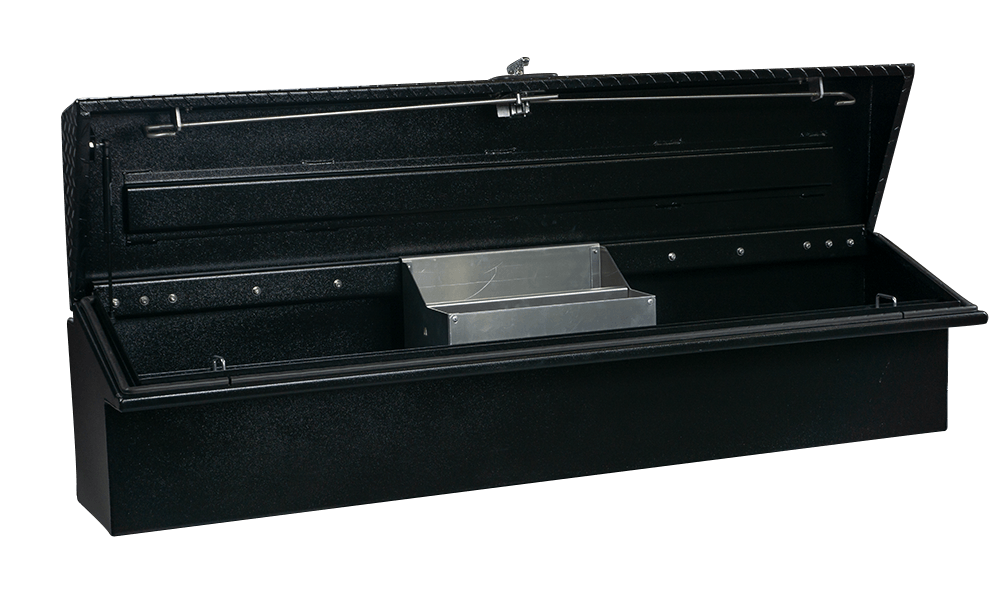 48 X 16 X 16 LOW SIDE TOOL BOX WITH SMOOTH BLACK BASE, LEOPARD LID