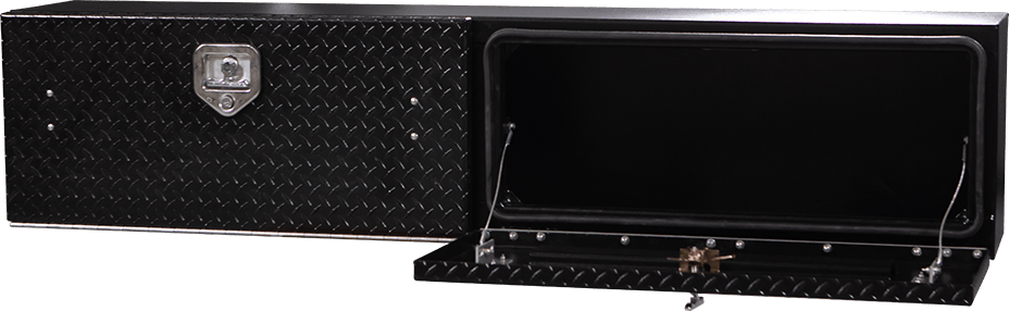 72 X 16 X 13 HIGH SIDE TOOL BOX WITH BLACK DIAMOND PLATE DOOR, SMOOTH BLACK BASE