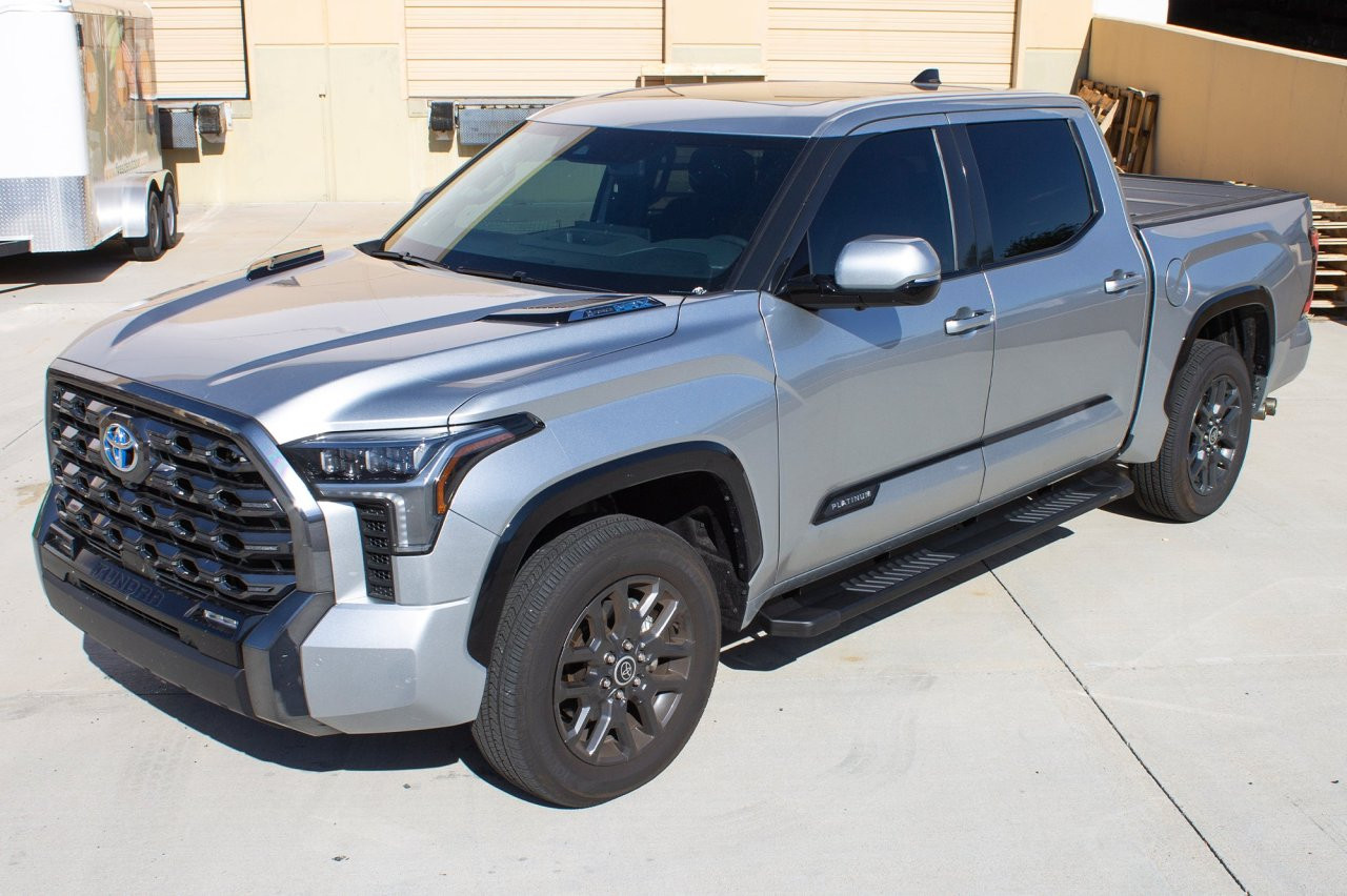 Raptor Series 6" OEM Style Running Boards Black Textured Aluminum - 1704-0142BT — side view