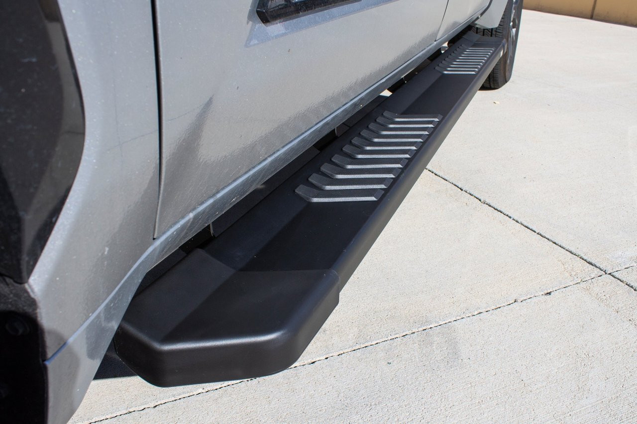 Raptor Series 6" OEM Style Running Boards Black Textured Aluminum - 1704-0142BT — side view