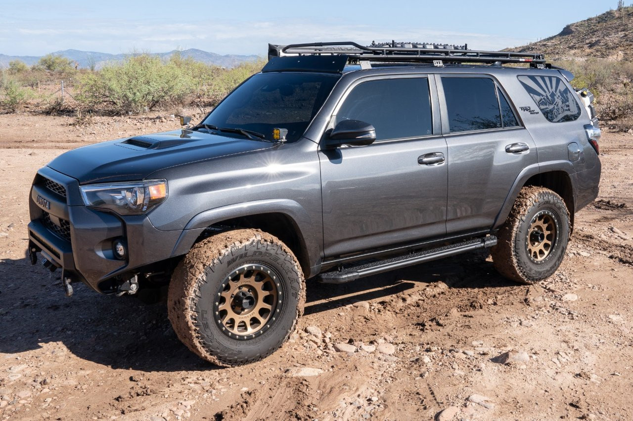 Raptor Series Tread Step Running Boards BLK Textured Aluminum Part# 1907-0431BT — side view