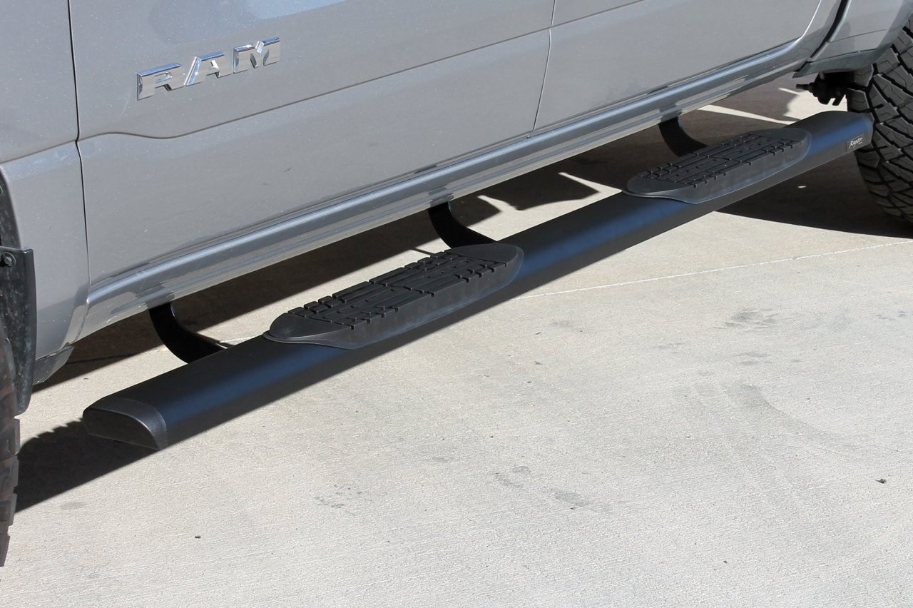 Raptor Series Oval Running Boards Black Textured Aluminum - Part# 2002-0602BT — side view