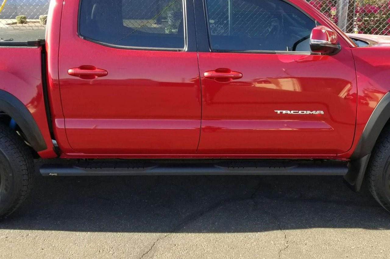 Raptor Series Oval Running Boards Black Textured Aluminum - Part# 2004-0378BT — side view