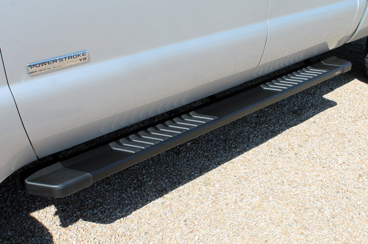Raptor Series 6" OEM Style Running Boards Black Textured Aluminum - 1703-0344BT — side view