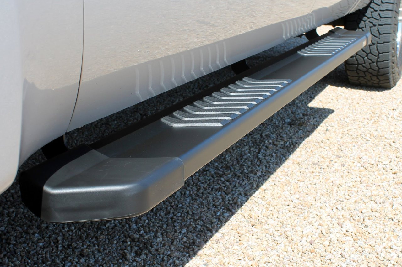 Raptor Series 6" OEM Style Running Boards Black Textured Aluminum - 1703-0344BT — side view