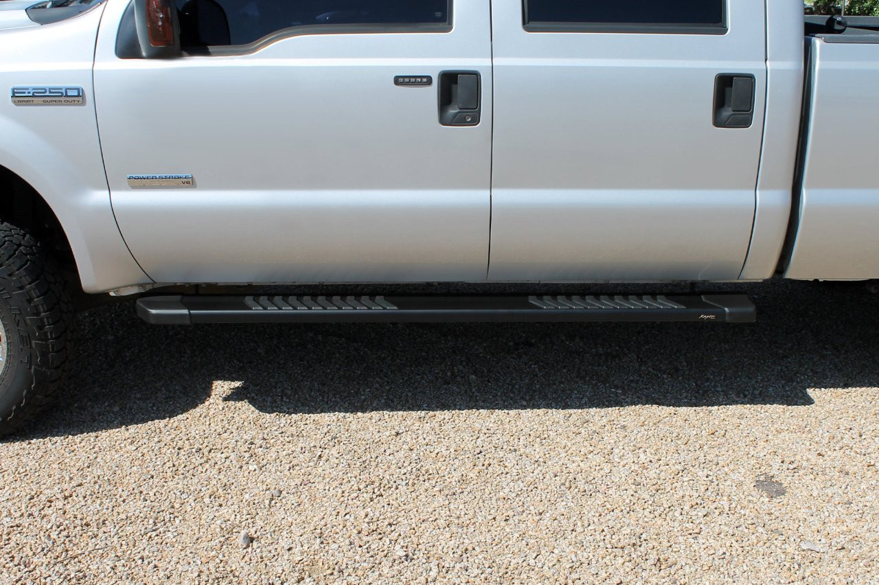 Raptor Series 6" OEM Style Running Boards Black Textured Aluminum - 1703-0344BT — side view