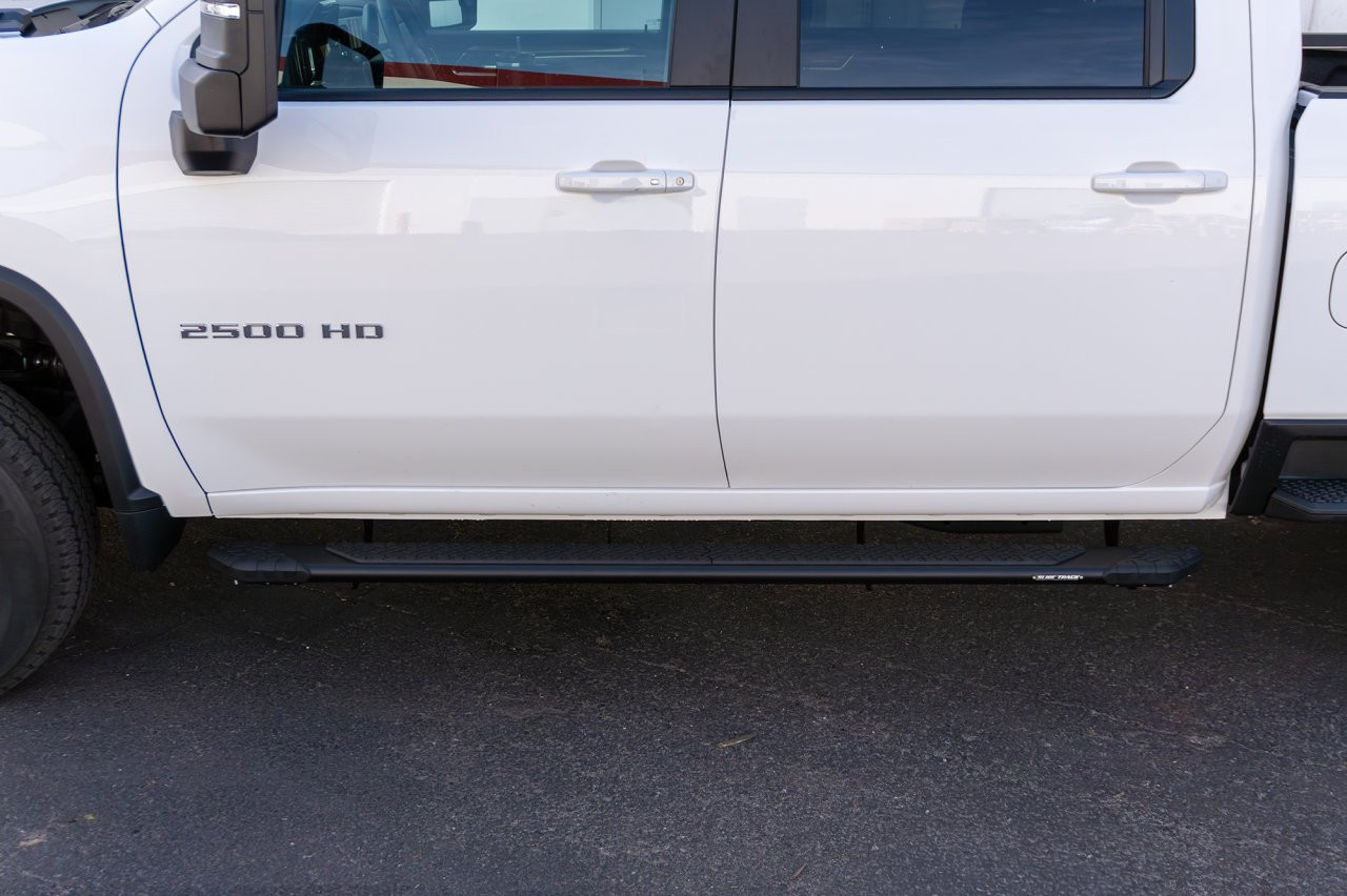 Raptor Series Tread Step Running Boards BLK Textured Aluminum Part# 1901-0052BT — side view