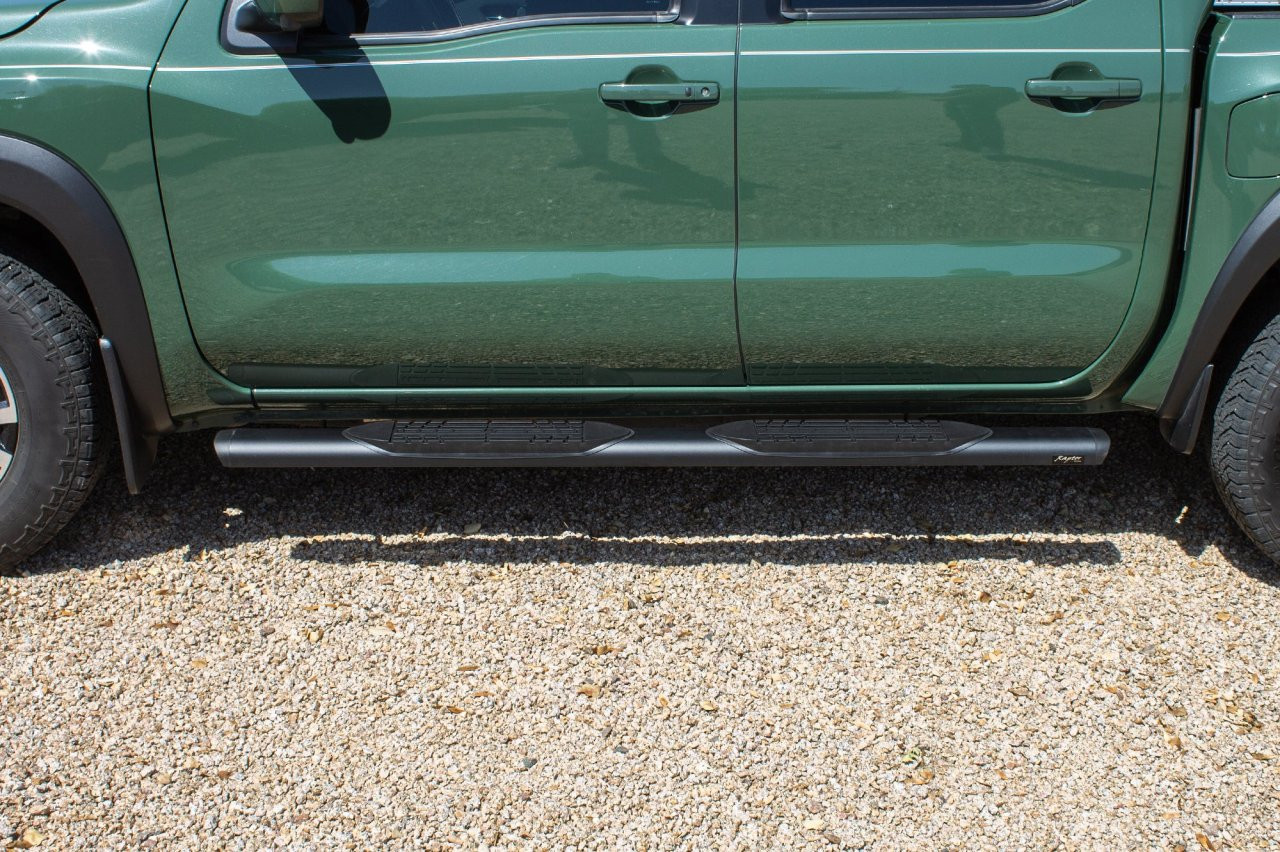 Raptor Series Oval Running Boards Black Textured Aluminum - Part# 2007-0589BT — side view